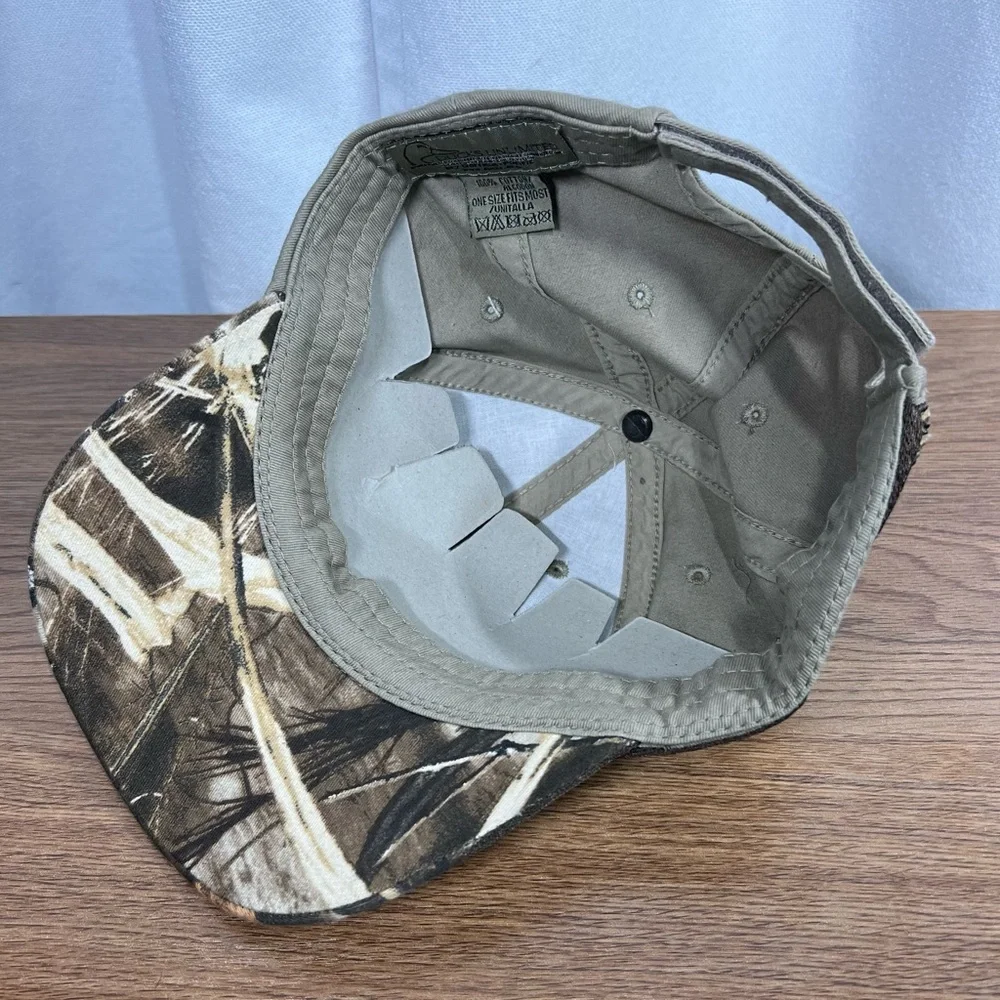 NWT Ducks Unlimited Tan & Camo Velcro  Hat | Outdoor Hunting Cap